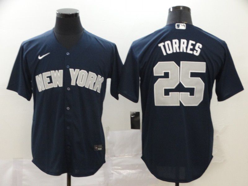 Men New York Yankees #25 Torres Blue Nike Game MLB Jerseys